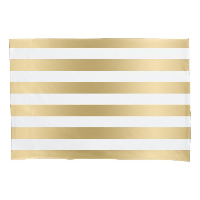 Light Gold And White Stripes Modern Pattern Pillowcase (Front)