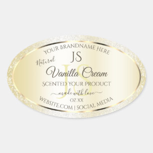 Light Gold Cream Glitter Product Labels Initials
