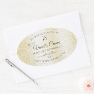 Light Gold Cream Glitter Product Labels Initials