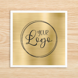 Light Gold Faux Foil Business Logo Napkin