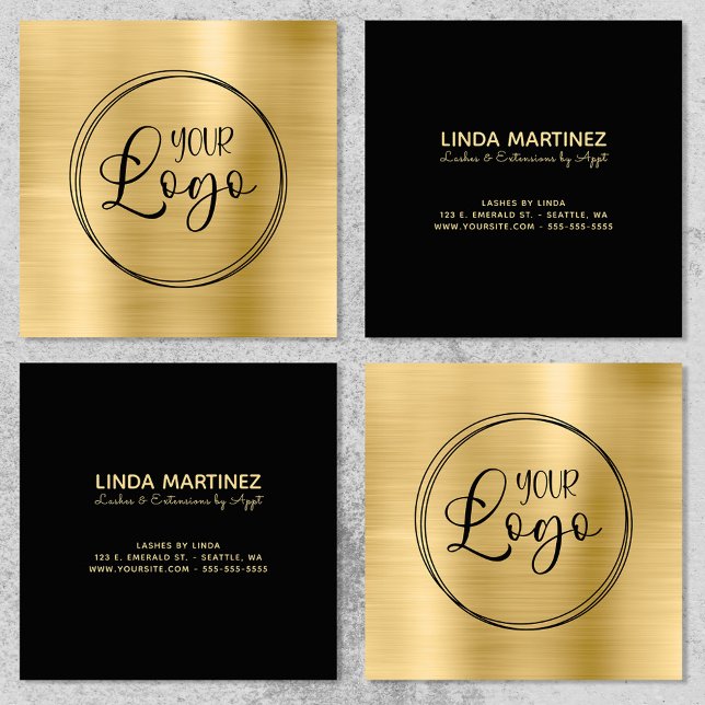 Light Gold Foil Your Business Logo Here Square Business Card (Light Gold Foil Your Business Logo Here Square Business Card)