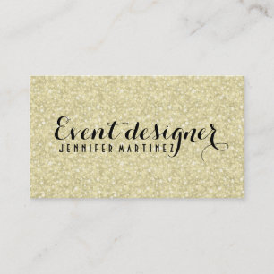 Light Gold Glitter And Sparkles Event Designer Business Card