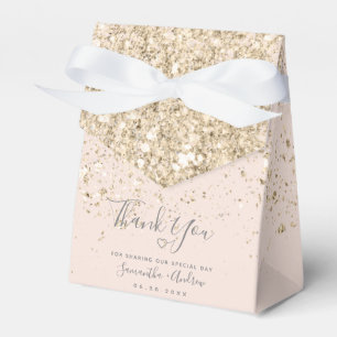 light gold glitter blush pink thank you wedding favour box