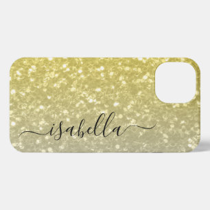 Light gold grey ombre faux sparkles Custom name iPhone 13 Case