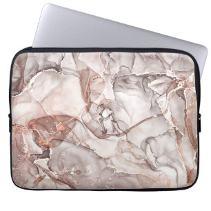 LIGHT GOLD MARBLE AGATE SILVER GLITTER GLAM LAPTOP SLEEVE