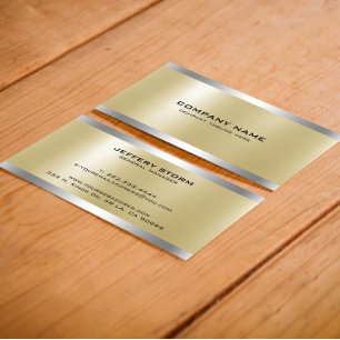 Light Gold Metallic Texture Silver Accent Business Card
