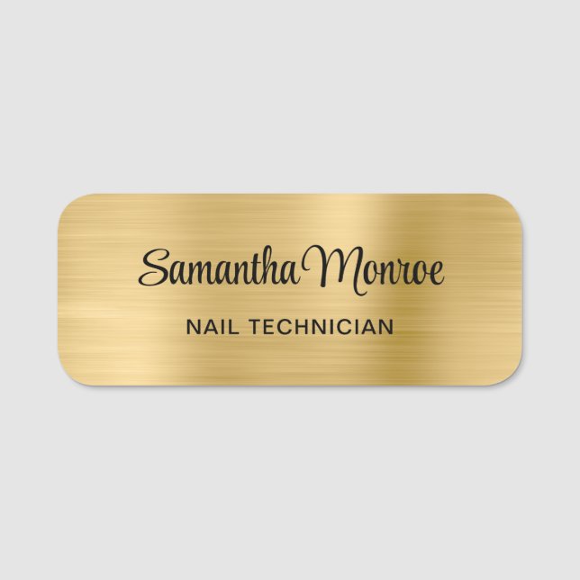 Light Gold Ombre Metallic Style Foil Name Tag (Front)