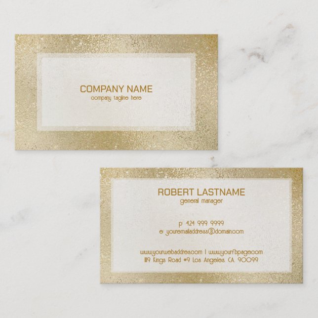 Light gold shimmering iridescent texture business card (Front/Back)