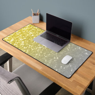 Light gold silver grey ombre faux sparkle bling desk mat