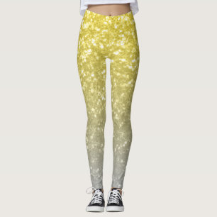 Light gold silver grey ombre faux sparkles leggings