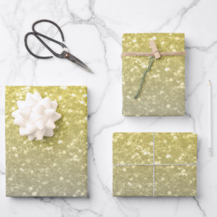 Light gold silver grey ombre faux sparkles wrapping paper sheet