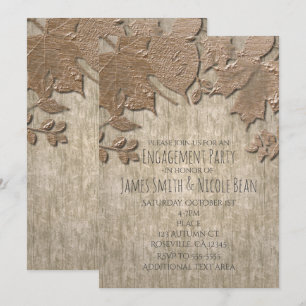 Light Gold & White Wood Rustic Autumn Invitations