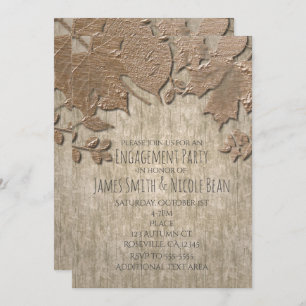 Light Gold & White Wood Rustic Autumn Invitations