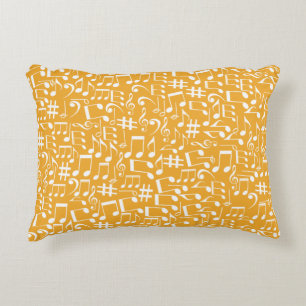 Light Golden Ochre Warm Earth Colours Music Notes Decorative Cushion