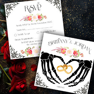 Light Gothic Skeleton Hands RSVP Card