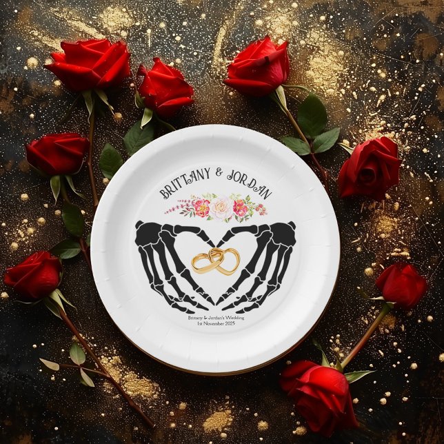 Light Gothic Skeleton Hands Wedding Paper Plate (Creator Uploaded)