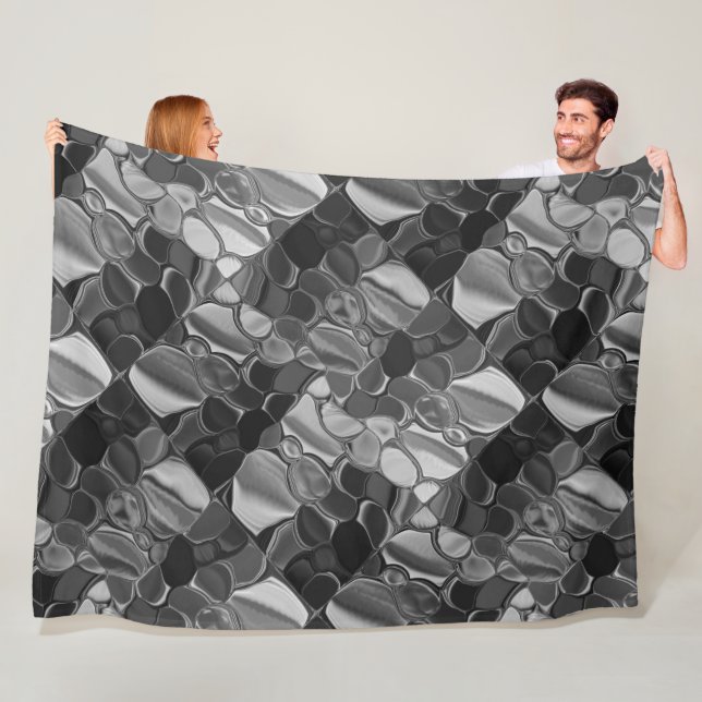 Light gray and dark rounded shapes. fleece blanket (In Situ)