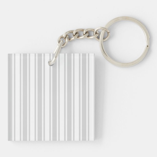 Light gray and white candy stripes key ring (Back)
