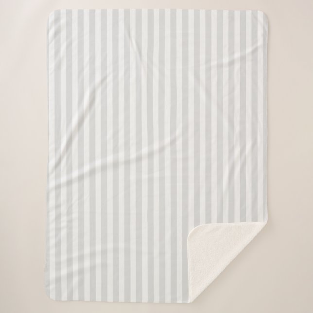 Light gray and white candy stripes sherpa blanket (Front)