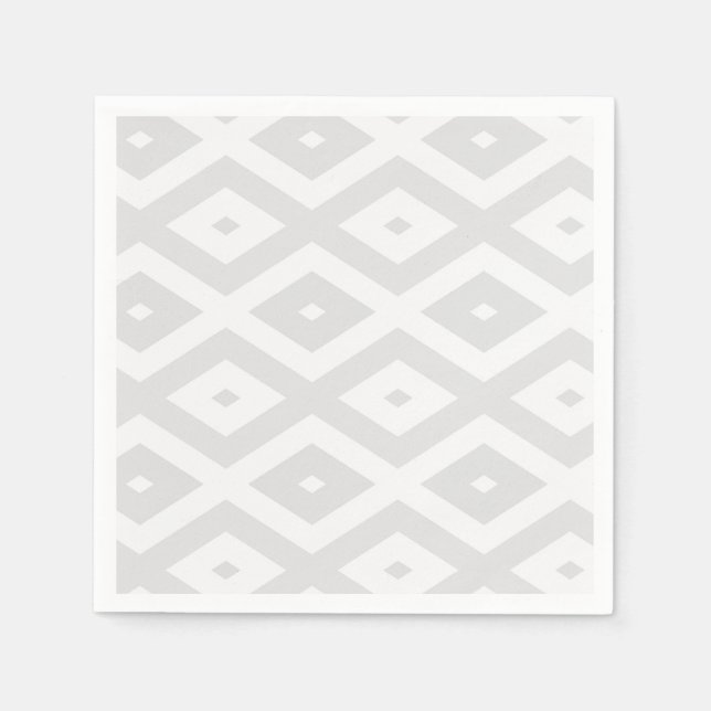 Light gray and white diamond pattern napkin (Front)