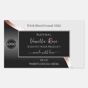 Light Gray Black Wavy Rose Gold Labels with Logo