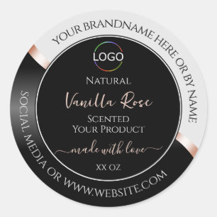 Light Gray Black Wavy Rose Gold Labels with Logo