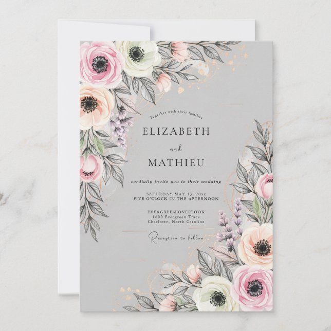 Light Gray Delicate Spring Wedding Invitation (Front)