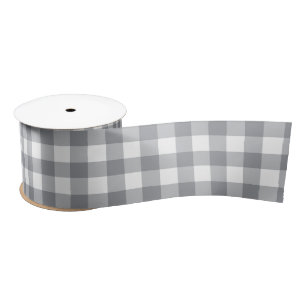 Light Gray Gingham Satin Ribbon