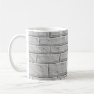 Light gray or white brick wall surface texture bac coffee mug