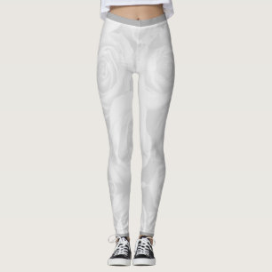LIGHT GRAY ROSES ON WOMEN'S LEGGINGS