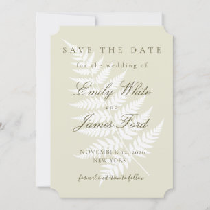 Light Green 5x7 Ticket Fern Save the Date Invitation
