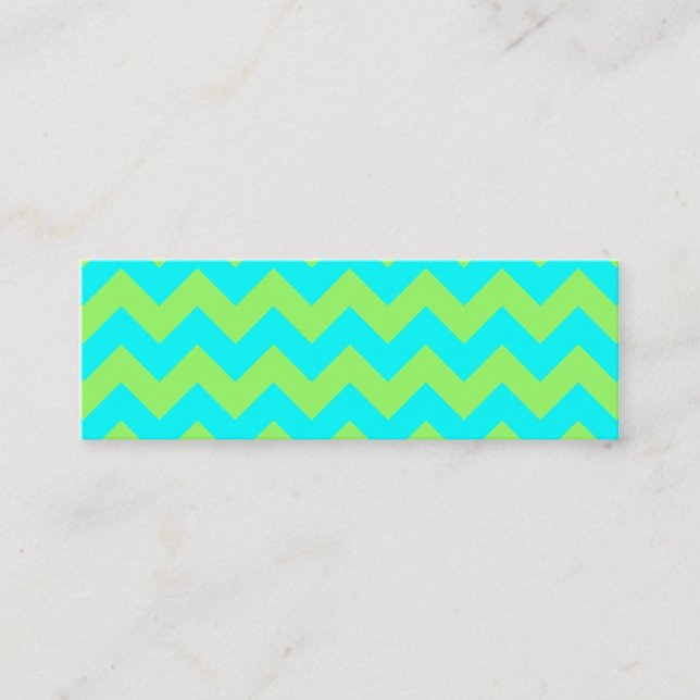 Light Green and Aqua Zigzag Mini Business Card (Front)