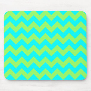 Light Green and Aqua Zigzag Mouse Pad