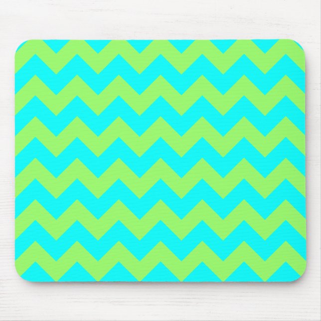 Light Green and Aqua Zigzag Mouse Pad (Front)