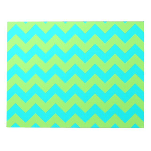 Light Green and Aqua Zigzag Notepad (Front)