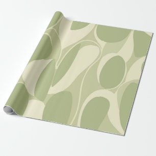 Light Green and Beige Abstract Circle Pattern Wrapping Paper