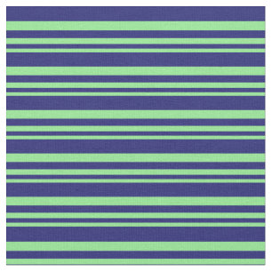 Light Green and Midnight Blue Stripes Fabric