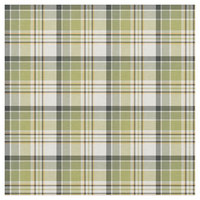 Light Green and Navy Blue Rustic Plaid Fabric (Close Up)