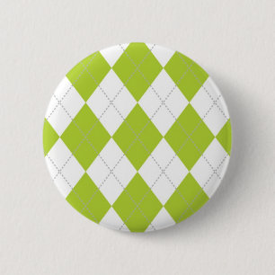 Light Green and White Argyle Pattern 6 Cm Round Badge