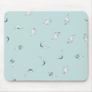 Light Green and White Leaves Mouse Pad