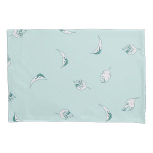 Light Green and White Leaves Pillowcase