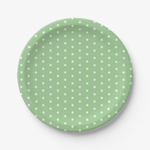 Light Green and White Polka Dot Easter Paper Plate