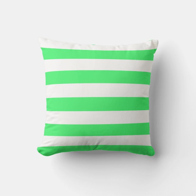 Light Green and White Stripes Cushion (Front)