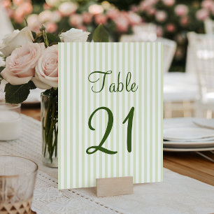 Light Green and White Stripes Table Number