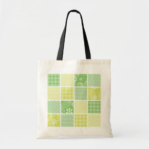 Light Green and Yellow Cute Chequered Tote Bag