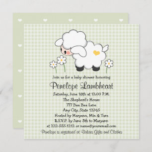 Light Green Baby Lamb Baby Shower Invitation