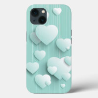 Light green background with 3D white hearts 
