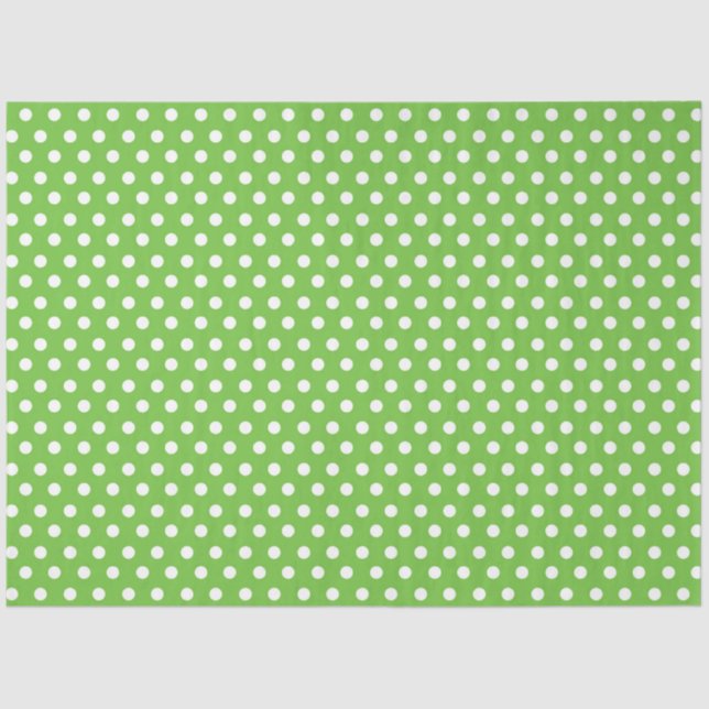 Light Green Background with White Polka Dots Tissue Paper (Front)