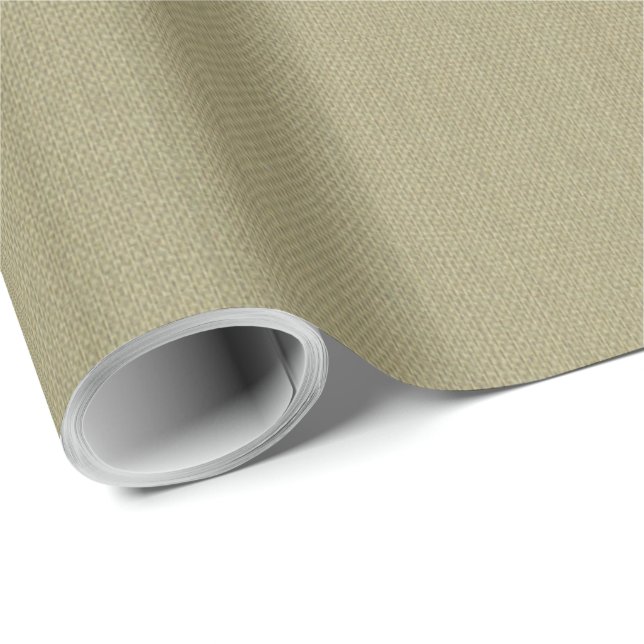 Light Green Beige Linen Mimic Fabric Effect Wrapping Paper (Roll Corner)