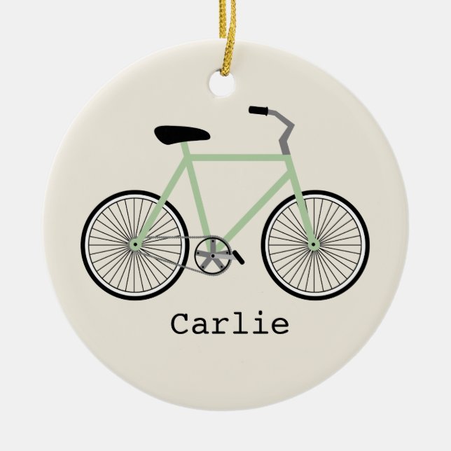 Light Green Bicycle Personalised Ornament (Front)